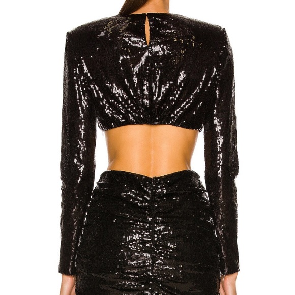 DANIELE CARLOTTA Sequin Crop Top & Midi Skirt Set - Black XS NWT - Picture 4 of 7